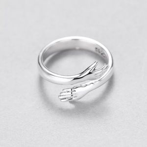 S925 Sterling Silver Adjustable Love Hug Ring